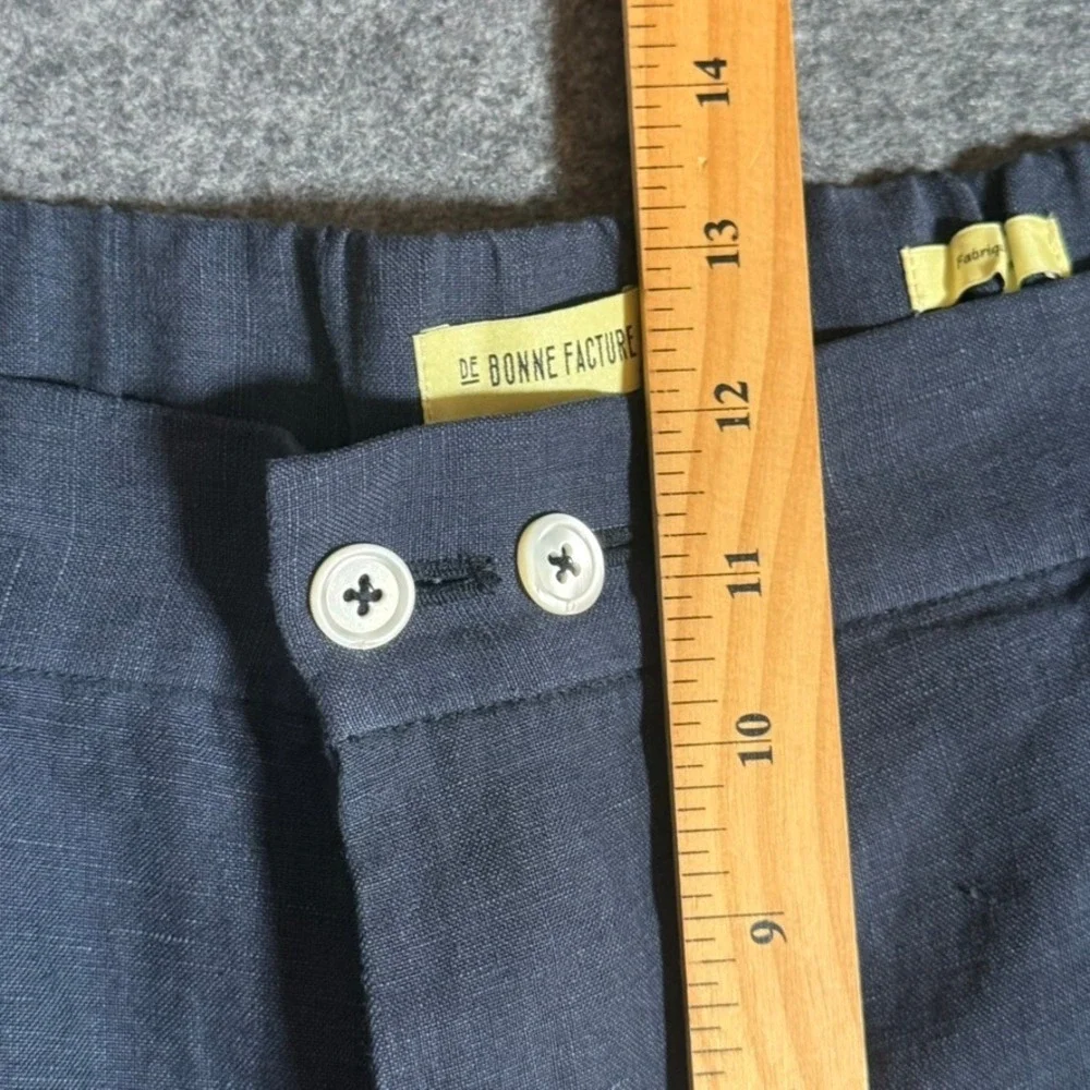 De Bonne Facture Navy 100% Linen Easy Trousers Made in France Men Sz 50 US 34